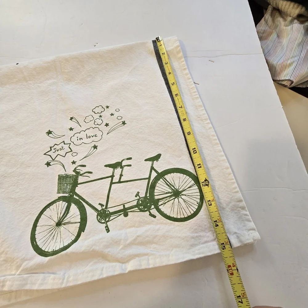 French 100% Cotton Tea Towel Bicycle Coutainville France‎ Dishtowel Natural
